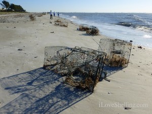 crab traps wash up n sanibel beach