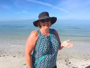 Pat Goodwin with sand dollar